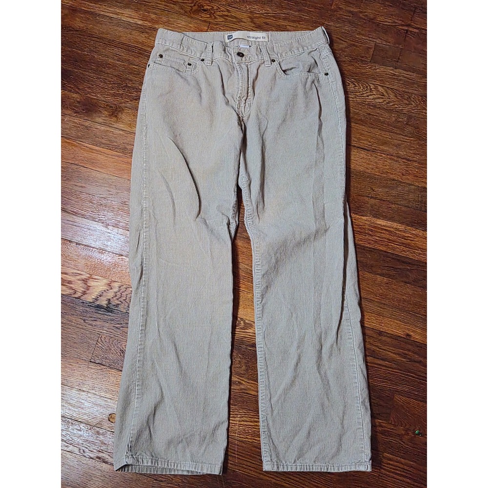 Gap Mens Straight Fit Corduroy Pants Tan Beige 33x30 Rugged Cottagecore Outdoor